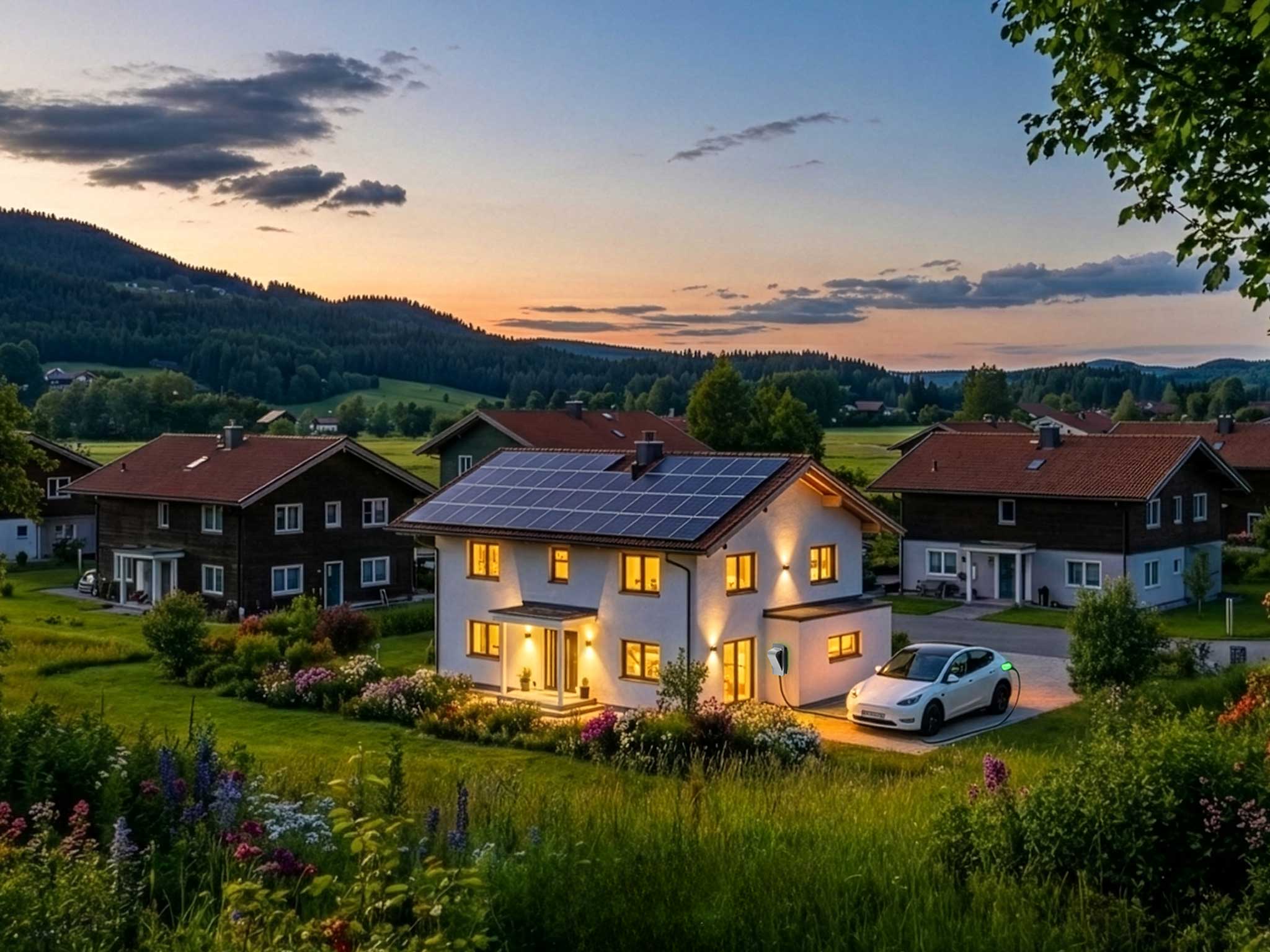 Einfamilienhaus mit Photovoltaikanlage und DAfi Notstrompaket für unabhängige Energieversorgung